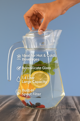 LA’ FORTE Premium Glass Water Jug with Lid | Lead-Free Borosilicate Glass Pitcher for Hot & Cold Beverages | Available in 3 Elegant Designs (1 L / 1.3 L)