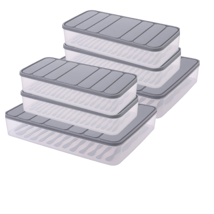 6 Pcs Airtight Food Storage Container Set – 2 Large + 4 Small | BPA-Free, Food Grade, Premium Quality | Vegetable, Fruit & Kitchen Storage Boxes with Grey Lids
