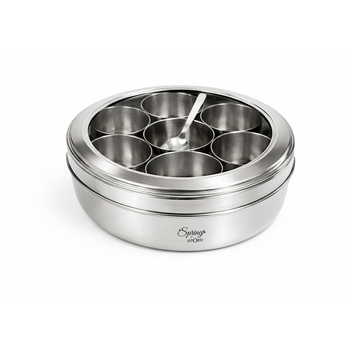Spring by LA' FORTE 1.4L 8-Inch Steel Masala Dabba
