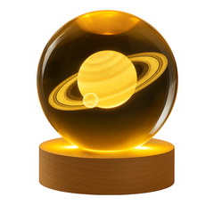 3D Crystal Ball Night Lamp – Multiple Design | LED Light with Wooden Base | Romantic Mood Light for Bedroom & Gifting