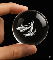 FLIXX 3D Crystal Ball Night Lamp | Warm LED Glow | USB Powered | Engraved K9 Crystal with Wooden Base | Romantic Gift for Bedroom, Home Décor, Anniversary & Gifting