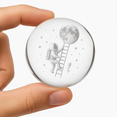 FLIXX 3D Crystal Ball Night Lamp | Warm LED Glow | USB Powered | Engraved K9 Crystal with Wooden Base | Romantic Gift for Bedroom, Home Décor, Anniversary & Gifting