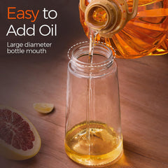 LA' VITE 2-in-1 Oil Dispenser Bottle – Glass Olive Oil Sprayer & Pourer with Flip-Top Lid