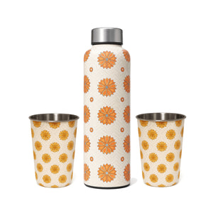 LA' FORTE Premium Stainless Steel Bottle & 02 Tumbler Set ( Water Bottle X 1000 ml ; 02 Glasses X 250 ml each)
