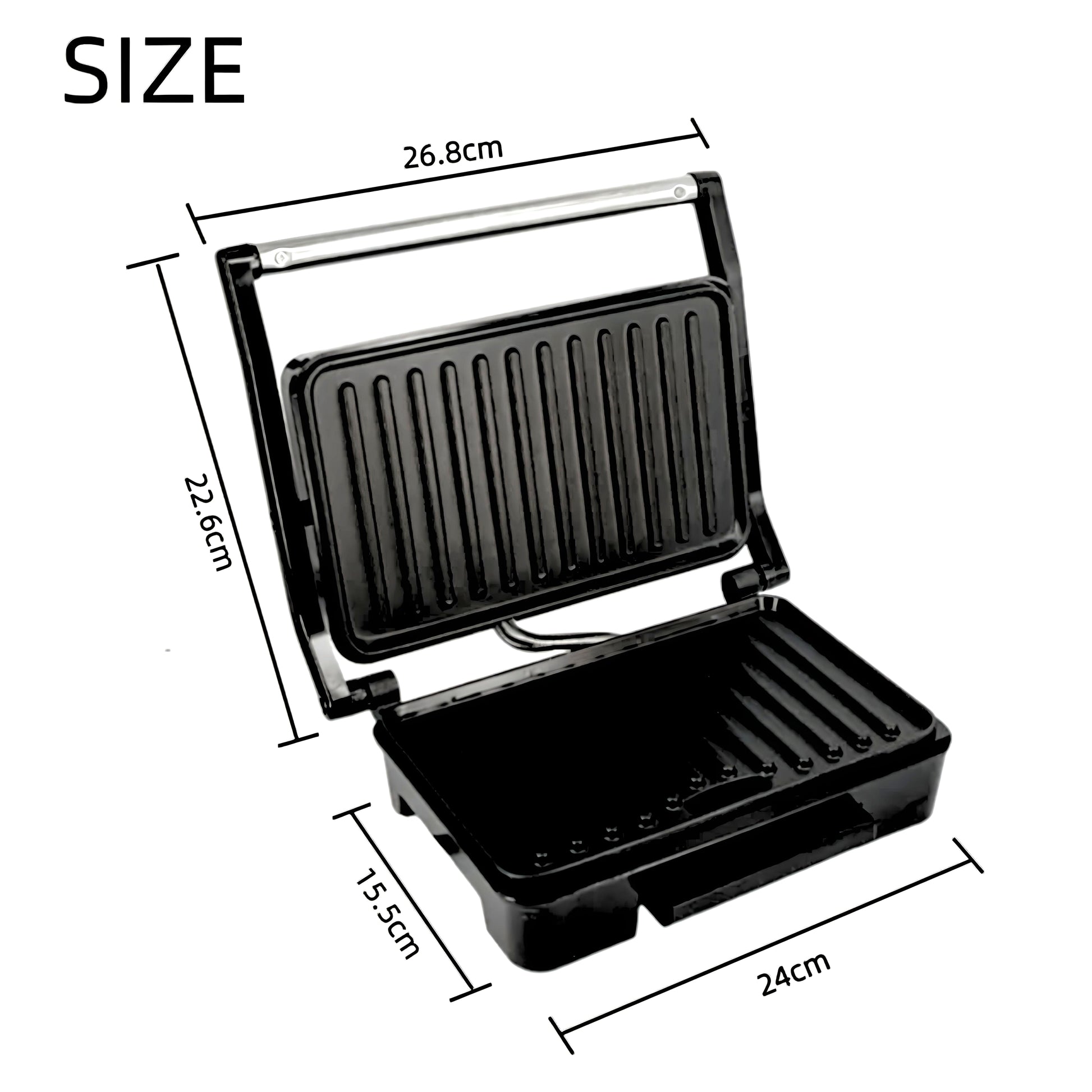 LA' VITE Heavy Duty Panini Grill Sandwich 850W Grill (Silver, Black)