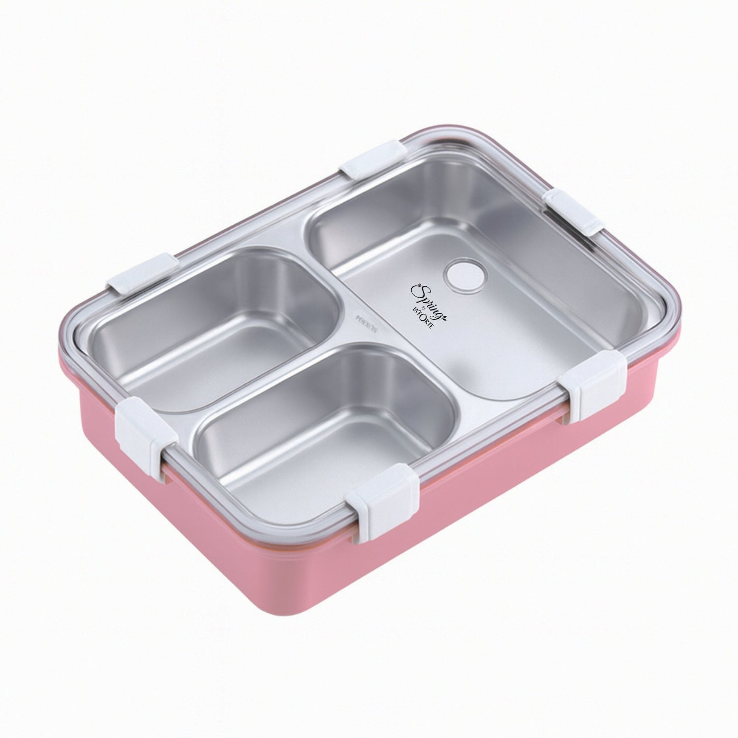 LA’ FORTE 304 Steel Bento Box (900 ml) | 3 Sections | Leak-Proof | Hygienic, Rust-Free | Microwave-Friendly Tiffin for Kids & Adults