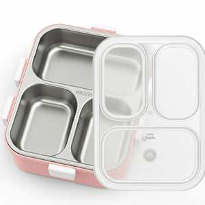 LA’ FORTE 304 Steel Bento Box (900 ml) | 3 Sections | Leak-Proof | Hygienic, Rust-Free | Microwave-Friendly Tiffin for Kids & Adults