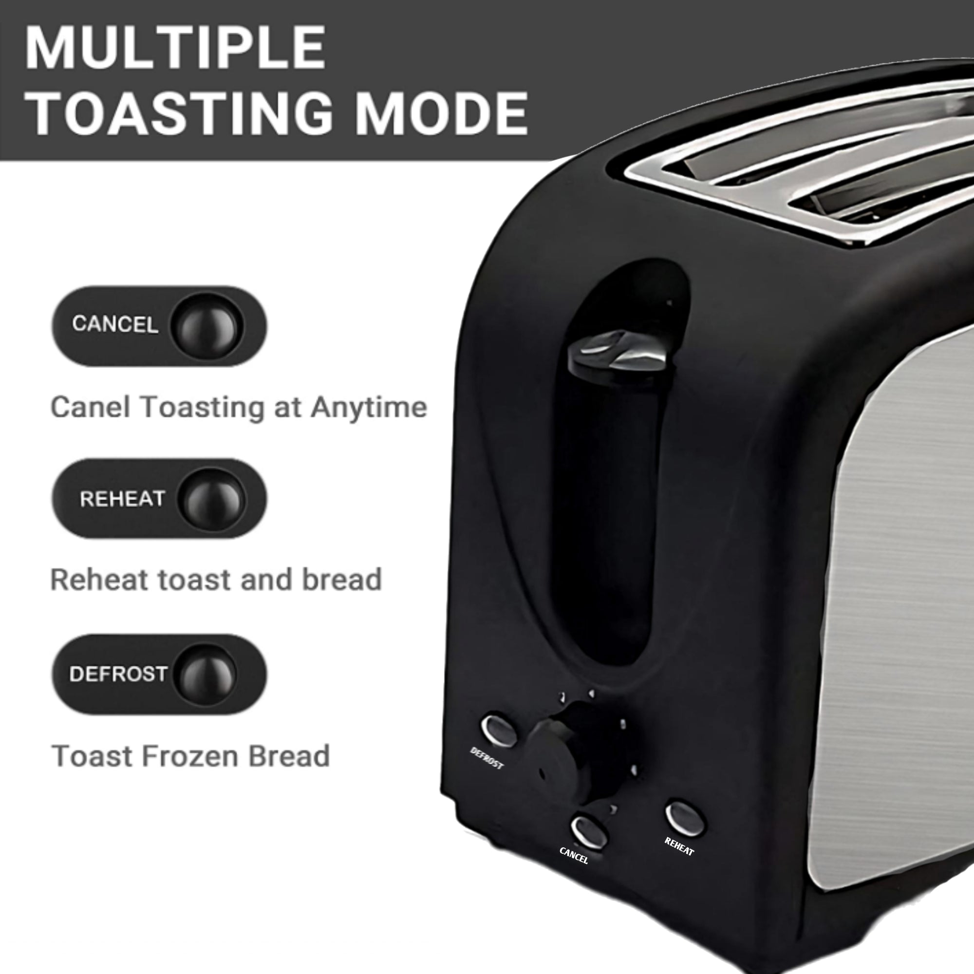 Refurbished 800W Toaster with 7 Toasting Gears – 2 Slot Stainless Steel ...
