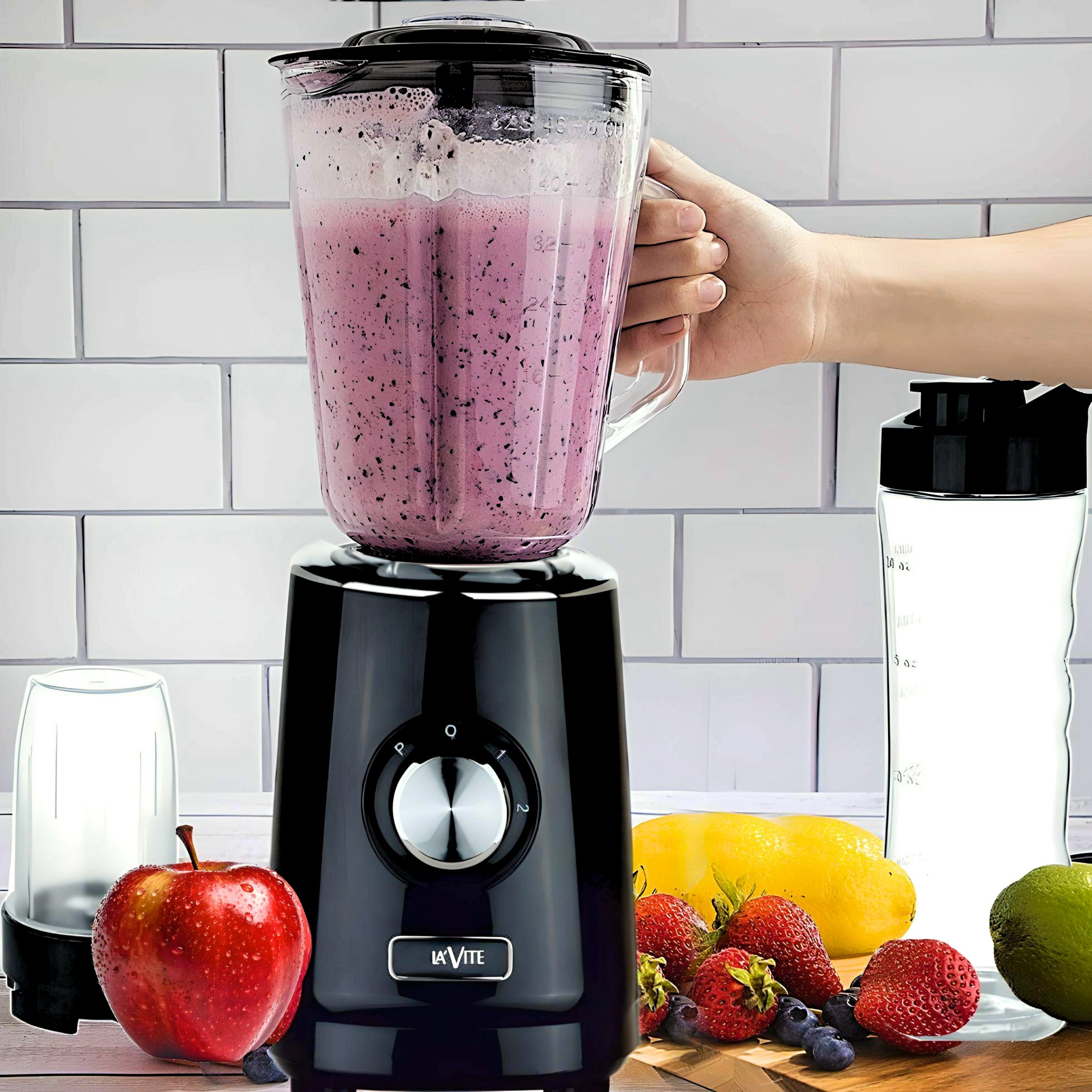 Mixer grinder on a clean kitchen counter
