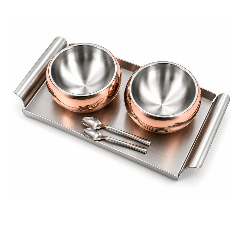 Spring by LA' FORTE Rosé Dine Duo 360ml Double-Wall Bowl Set