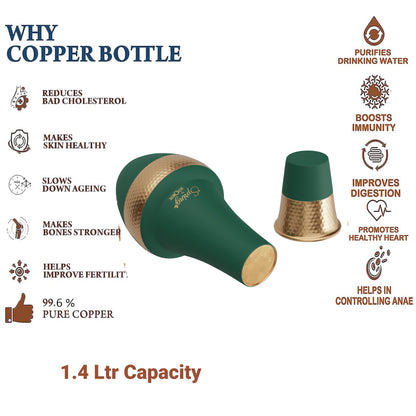 LA'FORTE  Copper Bottle Venus Jar 1400 ml (Sea Green)