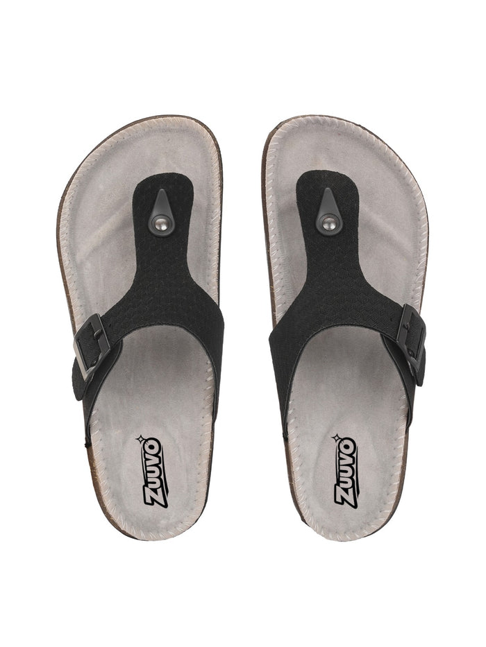 Zuuvo Men Y-Cork Fusion Leather Slipper's | Daily Casual Wear | Cork Sole Sandals for Men Flats Sandal