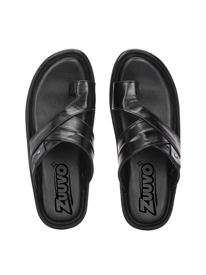 Zuuvo Men ComfortCrest Leather Slipper's | Daily Casual Wear | Airmix Sole Sandal