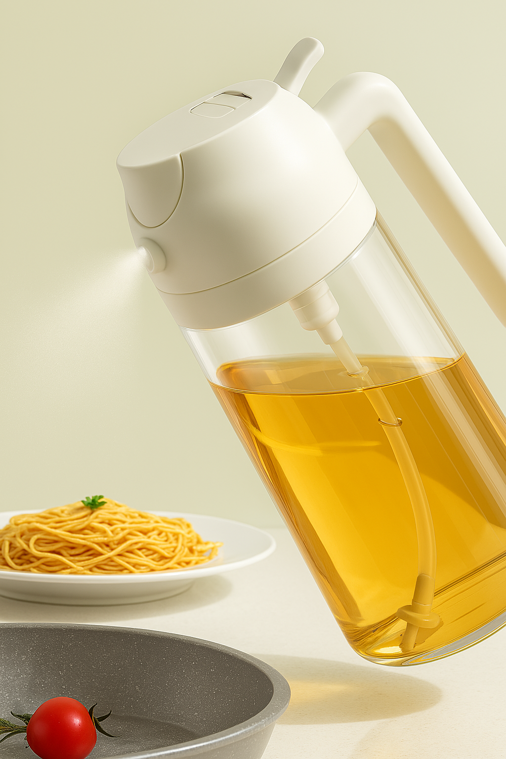 LA' VITE 2-in-1 Oil Dispenser Bottle – Glass Olive Oil Sprayer & Pourer with Flip-Top Lid