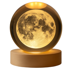 3D Crystal Ball Night Lamp – Multiple Design | LED Light with Wooden Base | Romantic Mood Light for Bedroom & Gifting