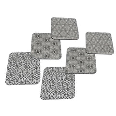 6-Piece Premium Abstract Design Wooden Coaster Set with EPE Anti-Slip Base & Storage Stand | 3.5” Square | Water Resistant