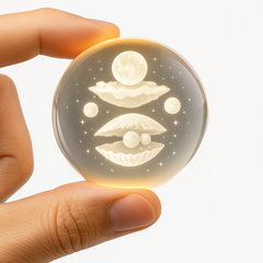 FLIXX 3D Crystal Ball Night Lamp | Warm LED Glow | USB Powered | Engraved K9 Crystal with Wooden Base | Romantic Gift for Bedroom, Home Décor, Anniversary & Gifting