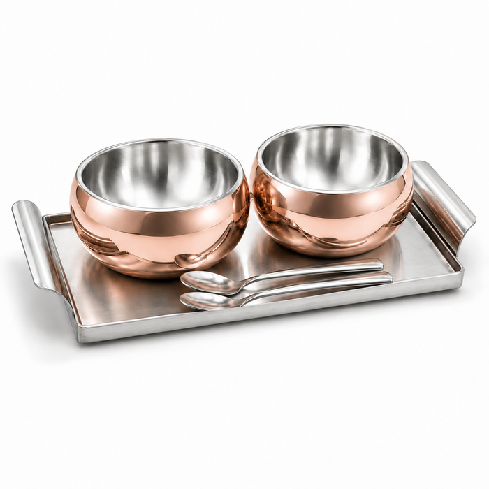 Spring by LA' FORTE Rosé Dine Duo 360ml Double-Wall Bowl Set