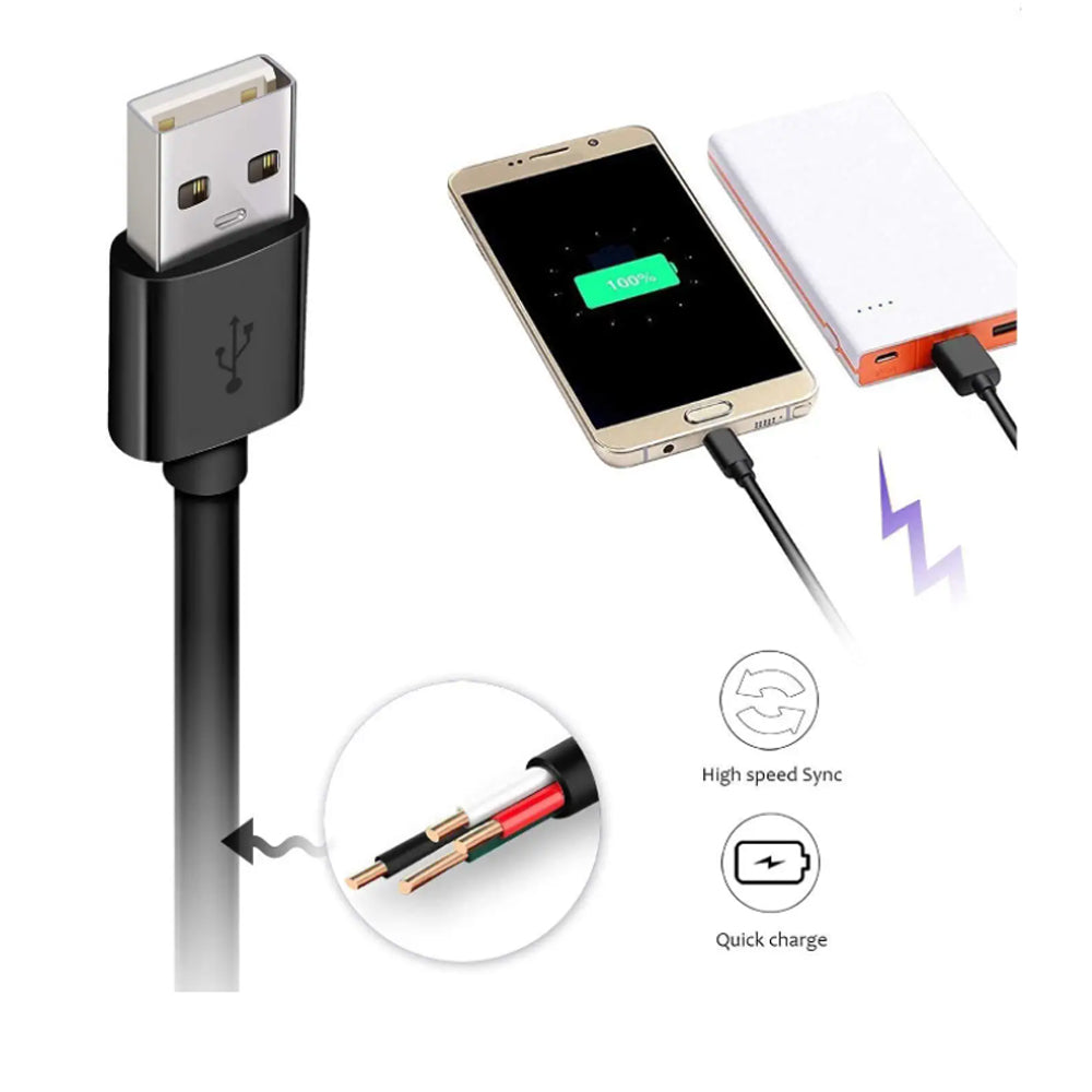 Chargeur / Câble Compatible Micro - USB Vers USB Blanc / Noir