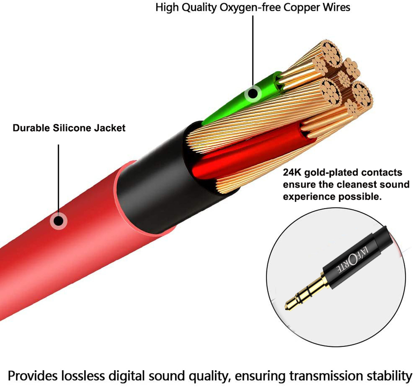 La' Forte Aux Cable, 4.9 Feet, 1.5 Meters (3.5 mm)