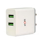 La' Forte Mobile Wall Charger with Dual USB Output (2.1 Amp, White)